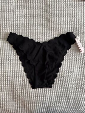 NWT Victoria's Secret Black Scalloped Bikini Bottom